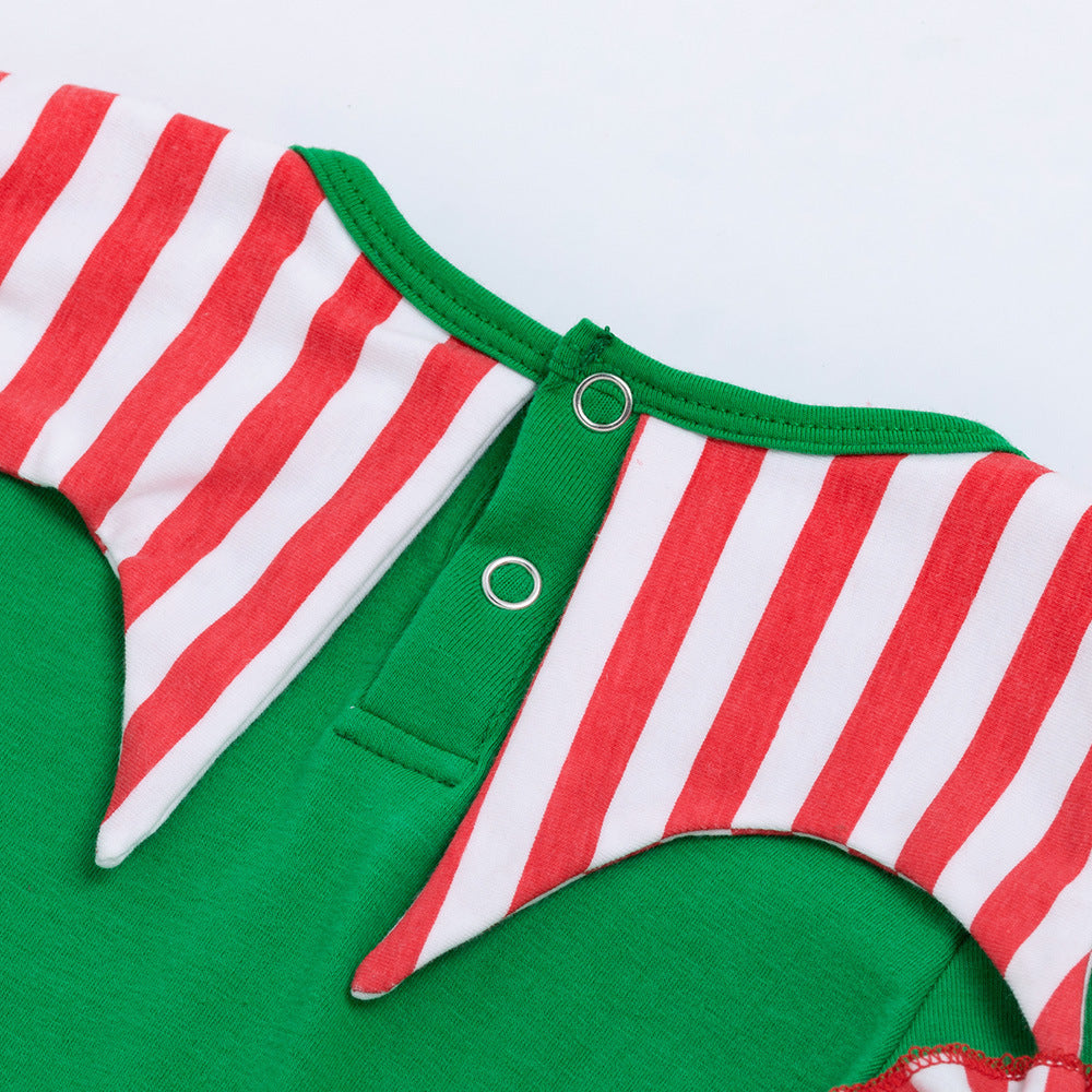 Celebrate the Holidays in Style with Our Christmas Striped Romper Baby Suit!